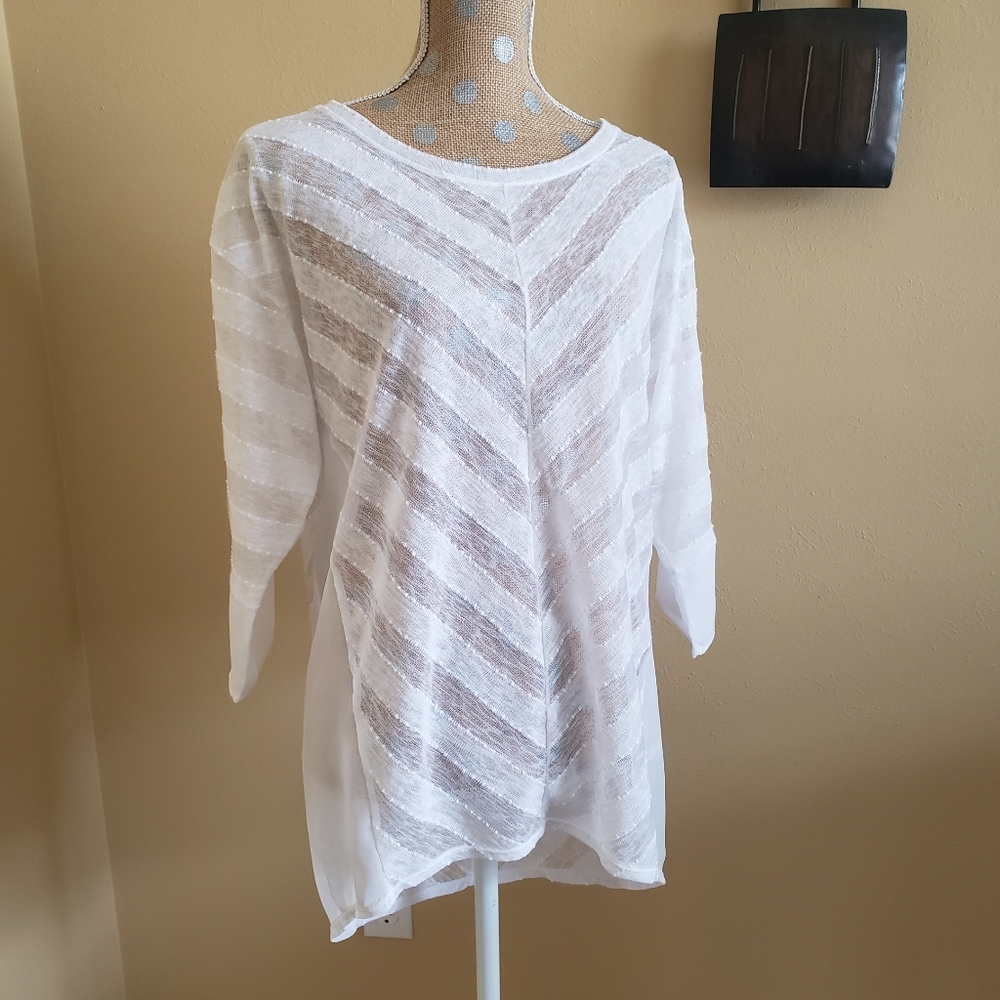White sheer knit sweater small tribal